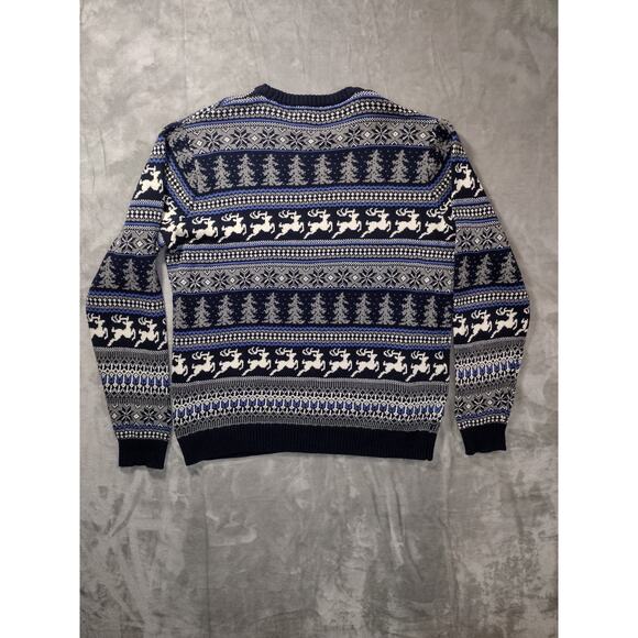 Aspen Sweater Mens XL Blue Fair Isle Pullover Nordic Winter Ski Snow Deer - Picture 2 of 9